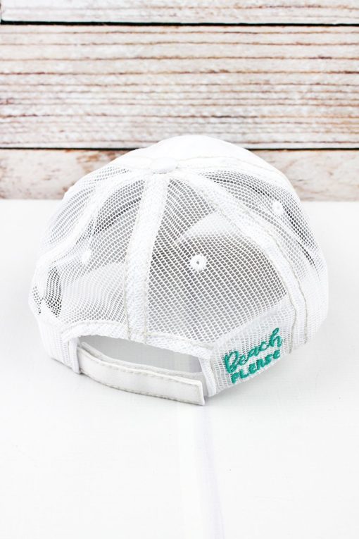 Distressed White Sunglasses Beach Please Adjustable Mesh Hat - Image 3