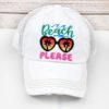 Distressed White Sunglasses Beach Please Adjustable Mesh Hat