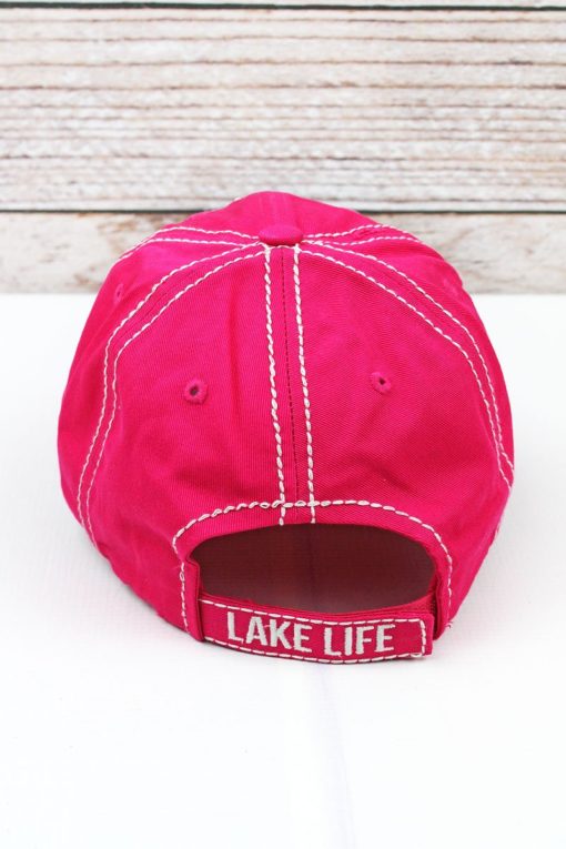 Distressed Hot Pink with Crystals Lake Life Bling Hat - Image 2