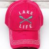 Distressed Hot Pink with Crystals Lake Life Bling Hat