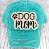 Dog Mom Distressed Turquoise Hat