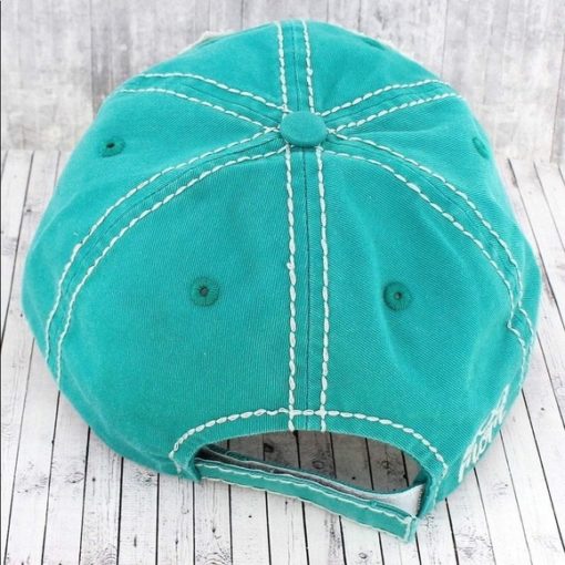 Dog Mom Distressed Turquoise Hat - Image 2