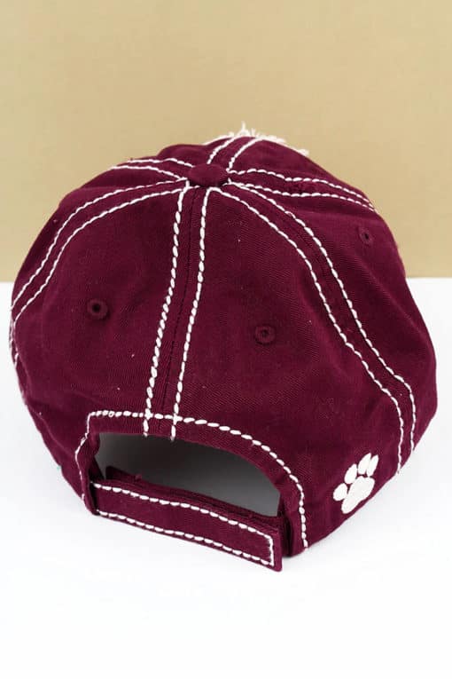 Distressed Maroon Patriotic Paw Print Adjustable Hat - Image 3