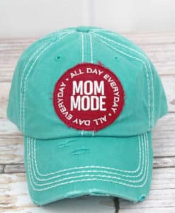 Distressed Turquoise Mom Mode Adjustable Hat