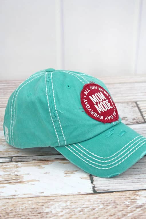 Distressed Turquoise Mom Mode Adjustable Hat - Image 2