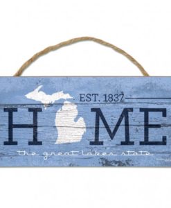 Michigan Home Great Lakes State 5"x10" Wood Sign With Rope