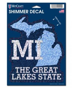Michigan Great Lakes State Blue Shimmer 5"x7" Decal
