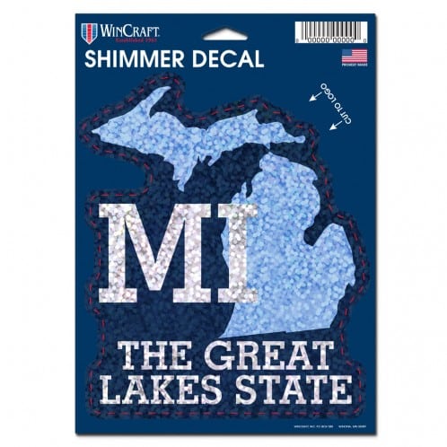 Michigan Great Lakes State Blue Shimmer 5"x7" Decal