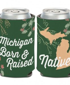 Michigan Native Green Can Koozie Holder