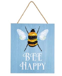 Bee Happy Spring MDF Sign Wall Decor 7" X 7.5"