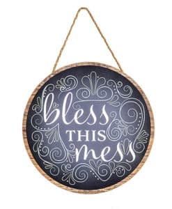 Bless This Mess MDF Sign Wall Decor 8.5" Round