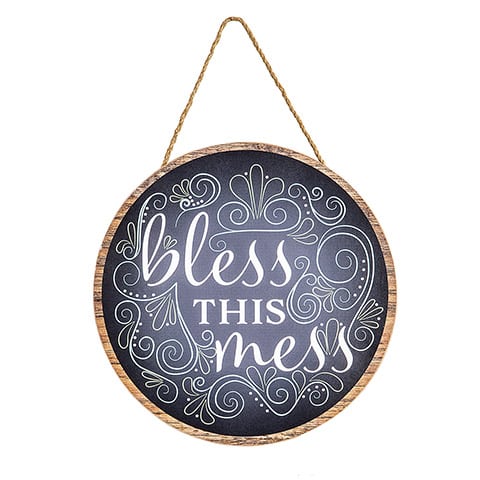 Bless This Mess MDF Sign Wall Decor 8.5" Round