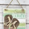 Seaside Holiday Flip Flop Nautical Christmas 6" x 6" Wood Wall Sign