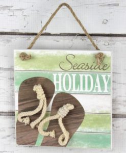 Seaside Holiday Flip Flop Nautical Christmas 6" x 6" Wood Wall Sign
