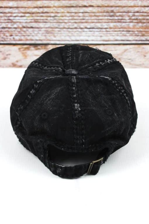 Distressed Black Thin Red Line Flag Adjustable Hat - Image 3