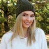 Snow Day Fleece Lined Knit Dark Olive Green Pom Pom Beanie Hat