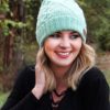 Snow Day Fleece Lined Knit Mint Pom Pom Beanie Hat