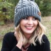 Winter Escape Plush Lined Knit Charcoal Pom Pom Beanie Hat