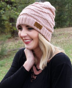 Autumn Adventure Indi Pink Knit Beanie Hat