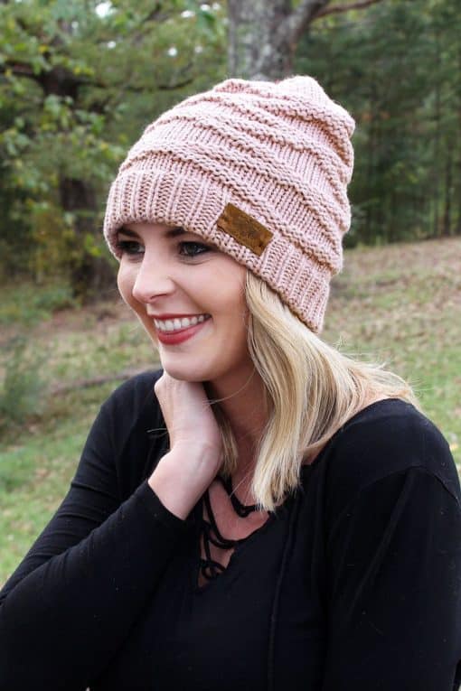 Autumn Adventure Indi Pink Knit Beanie Hat