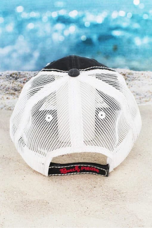 Distressed Dark Gray Beach Please Adjustable Mesh Hat - Image 3