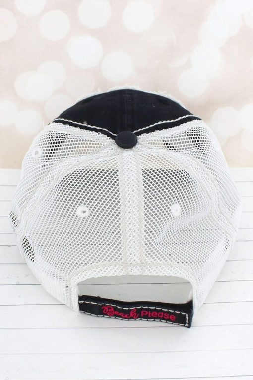 Distressed Black Beach Please Adjustable Mesh Hat - Image 3