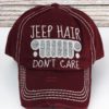 Distressed Burgundy Jeep Hair Don't Care Glitter Adjustable Hat