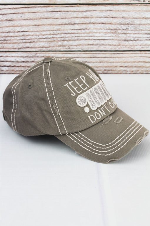 Distressed Steel Gray Jeep Hair Don't Care Glitter Adjustable Hat - Image 2