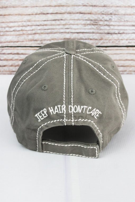 Distressed Steel Gray Jeep Hair Don't Care Glitter Adjustable Hat - Image 3