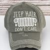 Distressed Steel Gray Jeep Hair Don't Care Glitter Adjustable Hat