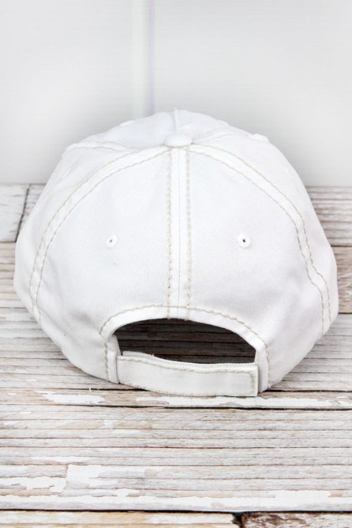 Distressed White Bride With Gold Glitter Diamond Ring Adjustable Hat - Image 3