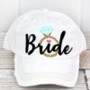 Distressed White Bride With Gold Glitter Diamond Ring Adjustable Hat