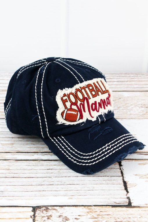 Distressed Navy Football Mama Adjustable Hat - Image 3