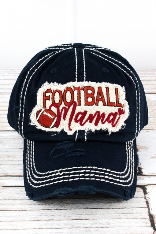 Distressed Navy Football Mama Adjustable Hat