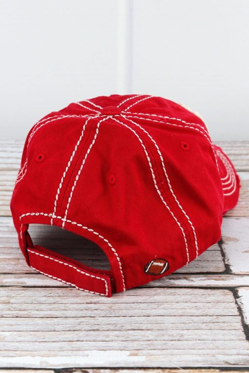 Distressed Red Football Mama Adjustable Hat - Image 3