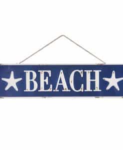 Blue & White Metal Beach 23" Wall Sign