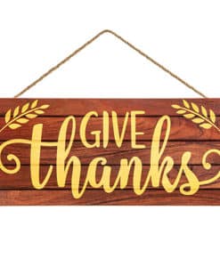 Give Thanks Fall MDF Sign Wall Decor 12" X 5.5"