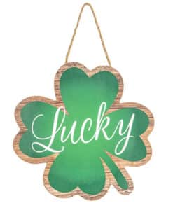 St Patricks Day Lucky MDF Sign Wall Decor 8.5" X 8.5"