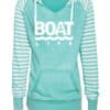 Boat Life Women's Seaglass Anchor Striped Chalk Fleece Hoodie