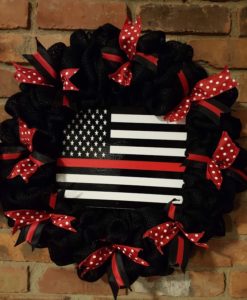 Thin Red Line Firefighter 16" Burlap Wreath