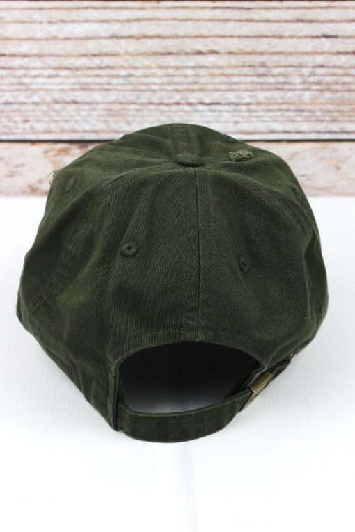 Distressed Olive Green Thin Blue Line Tactical Flag Adjustable Hat - Image 2