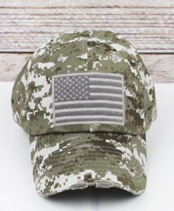 Distressed Green Digital Camo American Flag Adjustable Hat