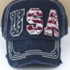 Distressed Patriotic USA Flag Navy Adjustable Hat