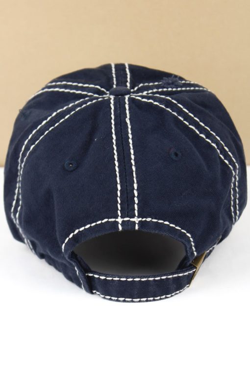 Distressed Patriotic Land Of The Free Flag Navy Adjustable Hat - Image 2