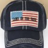 Distressed Patriotic Land Of The Free Flag Navy Adjustable Hat