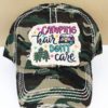 Distressed Camo Camping Hair Don't Care Adjustable Hat