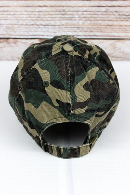 Distressed Green Camo American Flag Adjustable Hat - Image 3