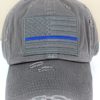 Distressed Dark Gray Thin Blue Line Tactical Flag Adjustable Hat