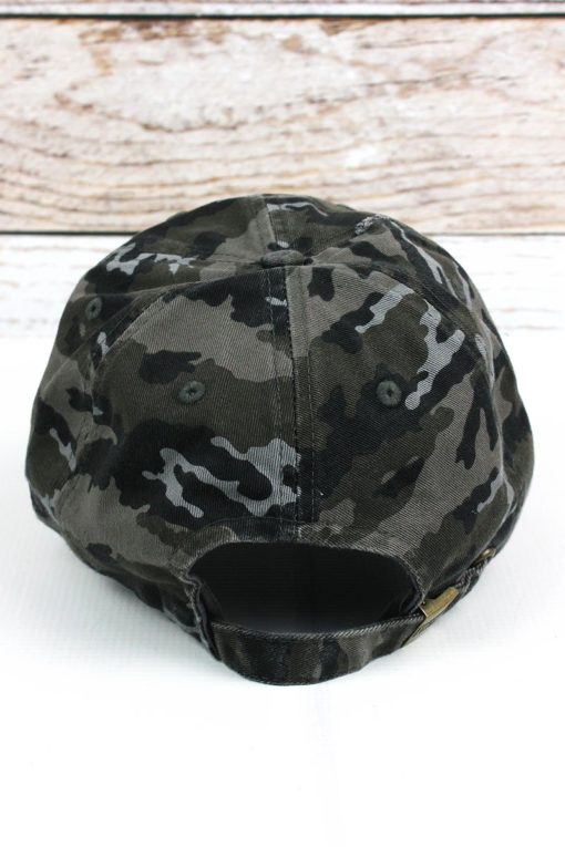 Distressed Black Camo American Flag Adjustable Hat - Image 3