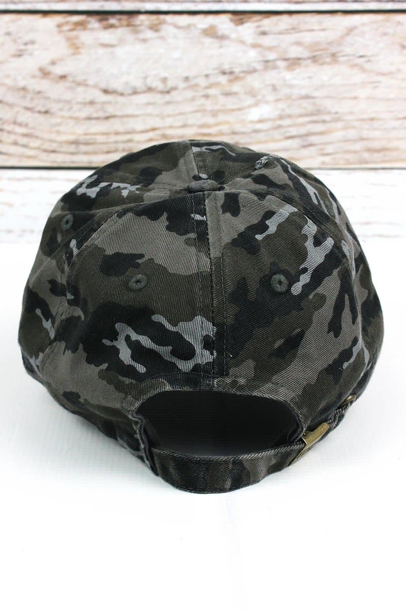 Distressed Black Camo American Flag Adjustable Hat - Anchor Bay Life